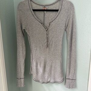 Free People Heather Gray Long Sleeve Top